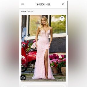 Sherri Hill Pink Lace Prom Dress